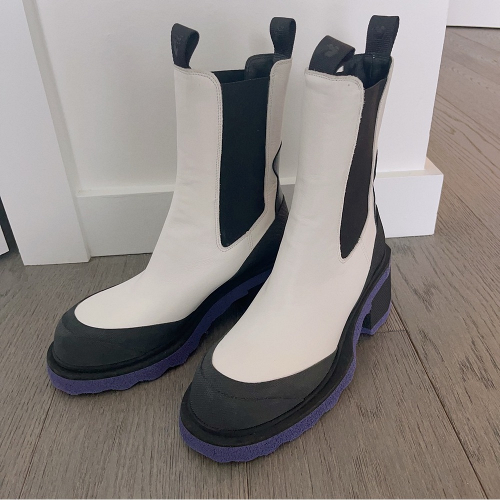 off white leather boots